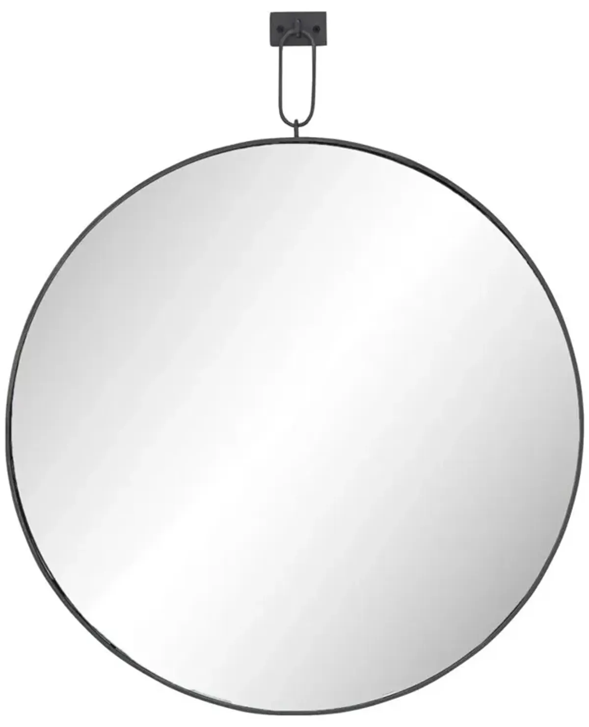Dawes Industrial Loft Antique Black Iron Round Pendant Wall Mirror - 30D