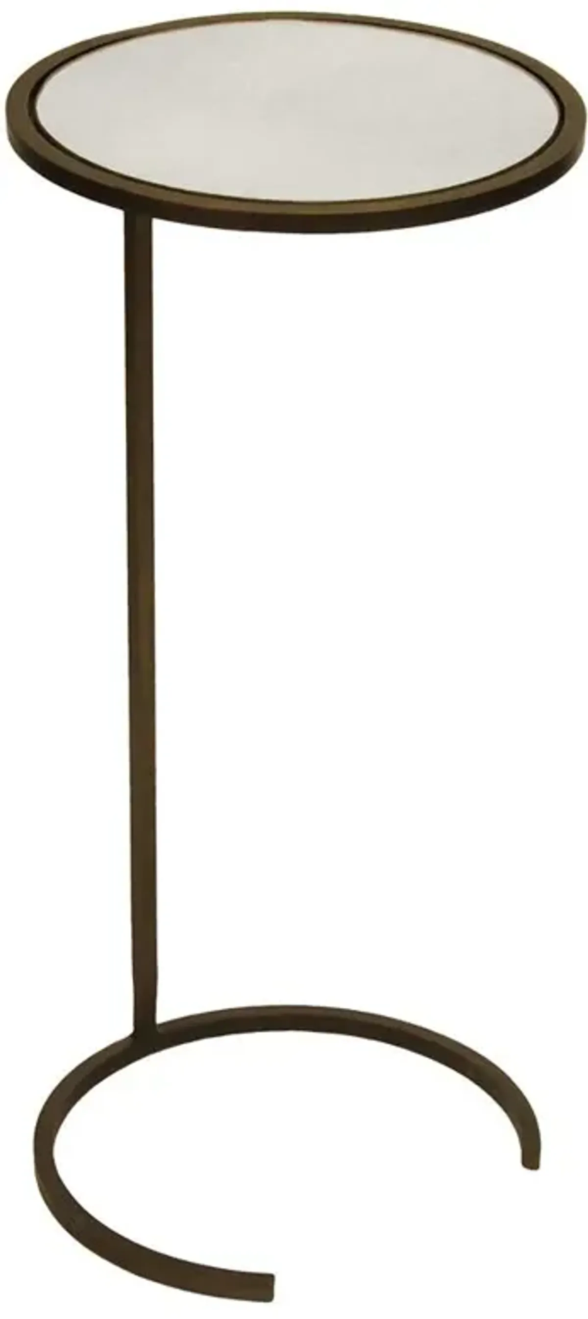 Worlds Away Monaco Industrial Loft Mirror Top Bronze Metal C Side Table