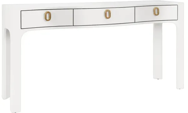 Worlds Away Sabrina Modern Classic White Textured Linen Console Table