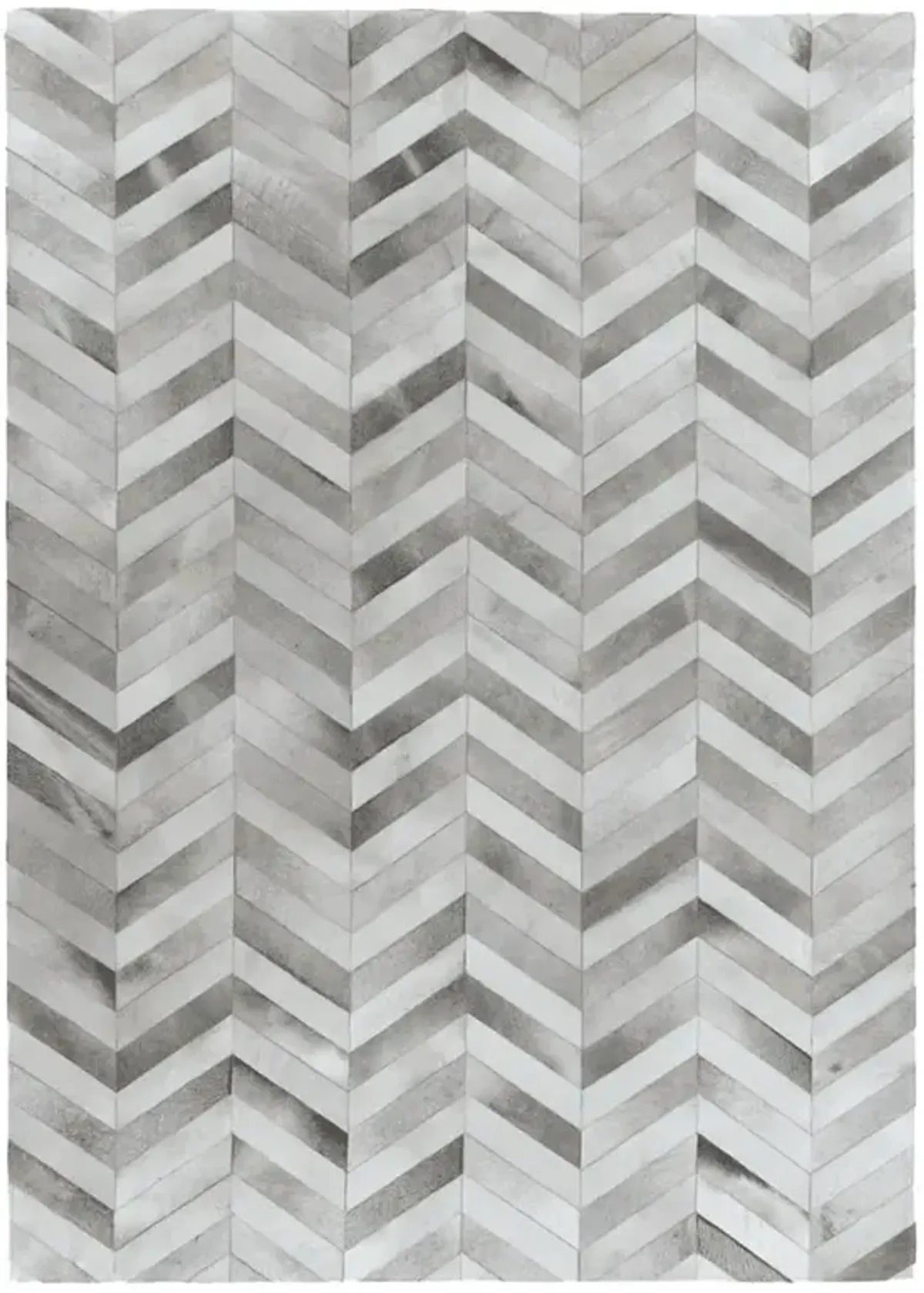 Lucas Modern Classic Silver Hide Chevron Patterned Rug - 8'x11'