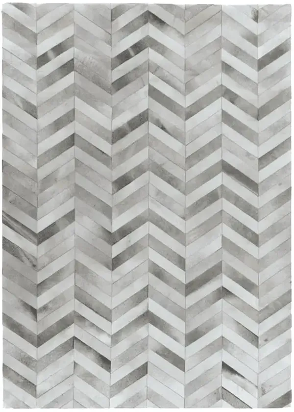 Lucas Modern Classic Silver Hide Chevron Patterned Rug - 8'x11'