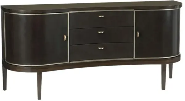 Roanne Sideboard Dark Wood Bronze Curved Leather Wrapped Sideboard