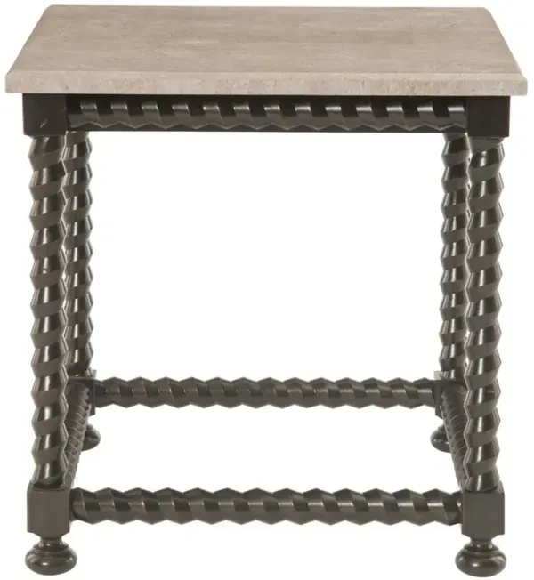 Fiori French Country Barley Twist Ebony Side End Table