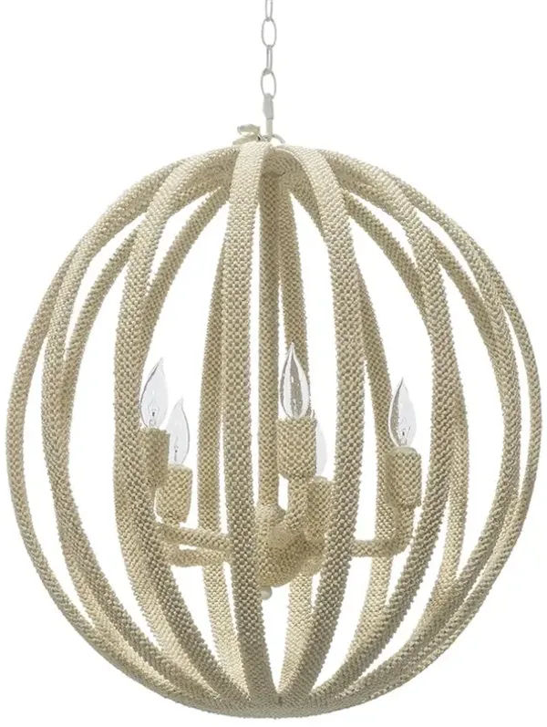 Palecek Madera Coastal Beach White Coco Beaded Round Chandelier
