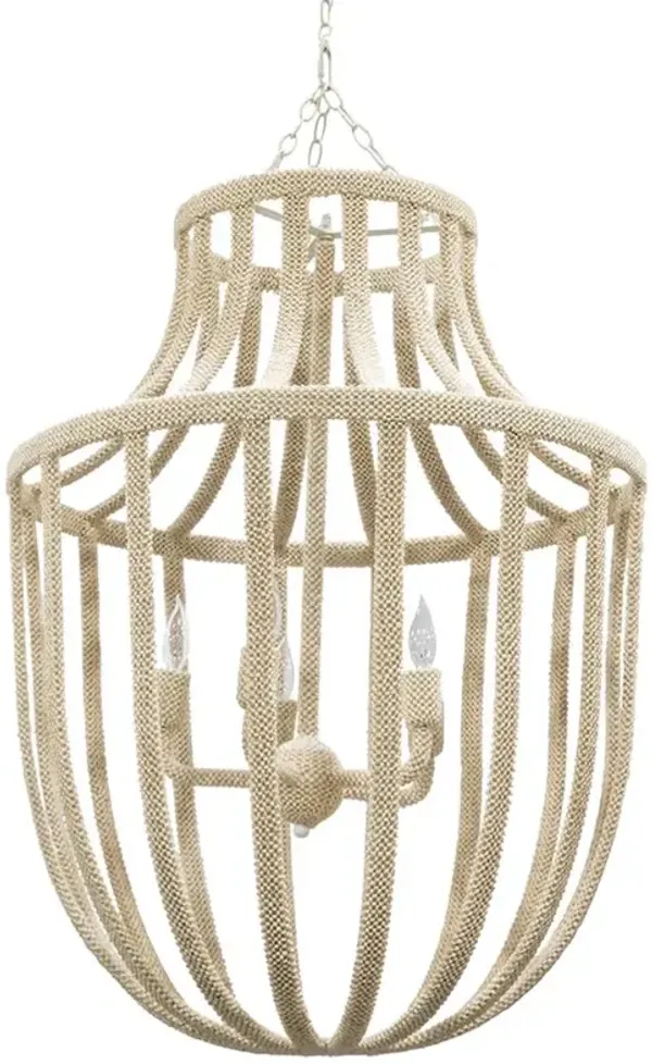 Palecek Paloma Coastal Beach White Coco Beaded Chandelier