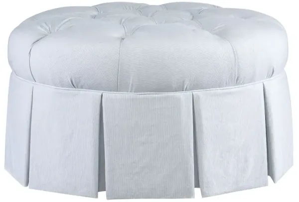 Regina Updated Traditional Light Blue Skirted Round Ottoman