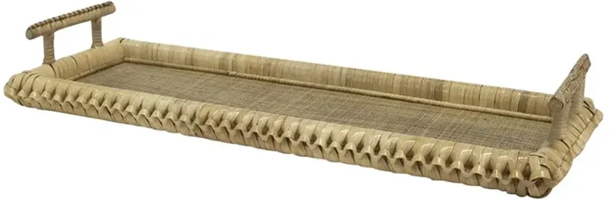 Palecek Kenis Coastal Beach Pole Rattan Wicker Rectangular Tray
