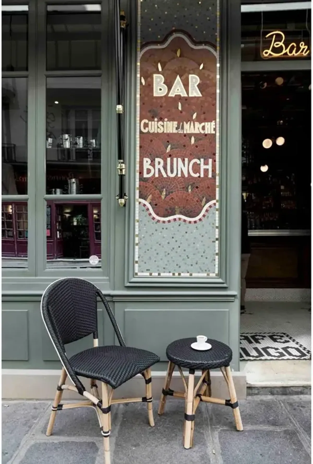 Gene Coastal Beach Black Woven Rattan Dining Side Chair