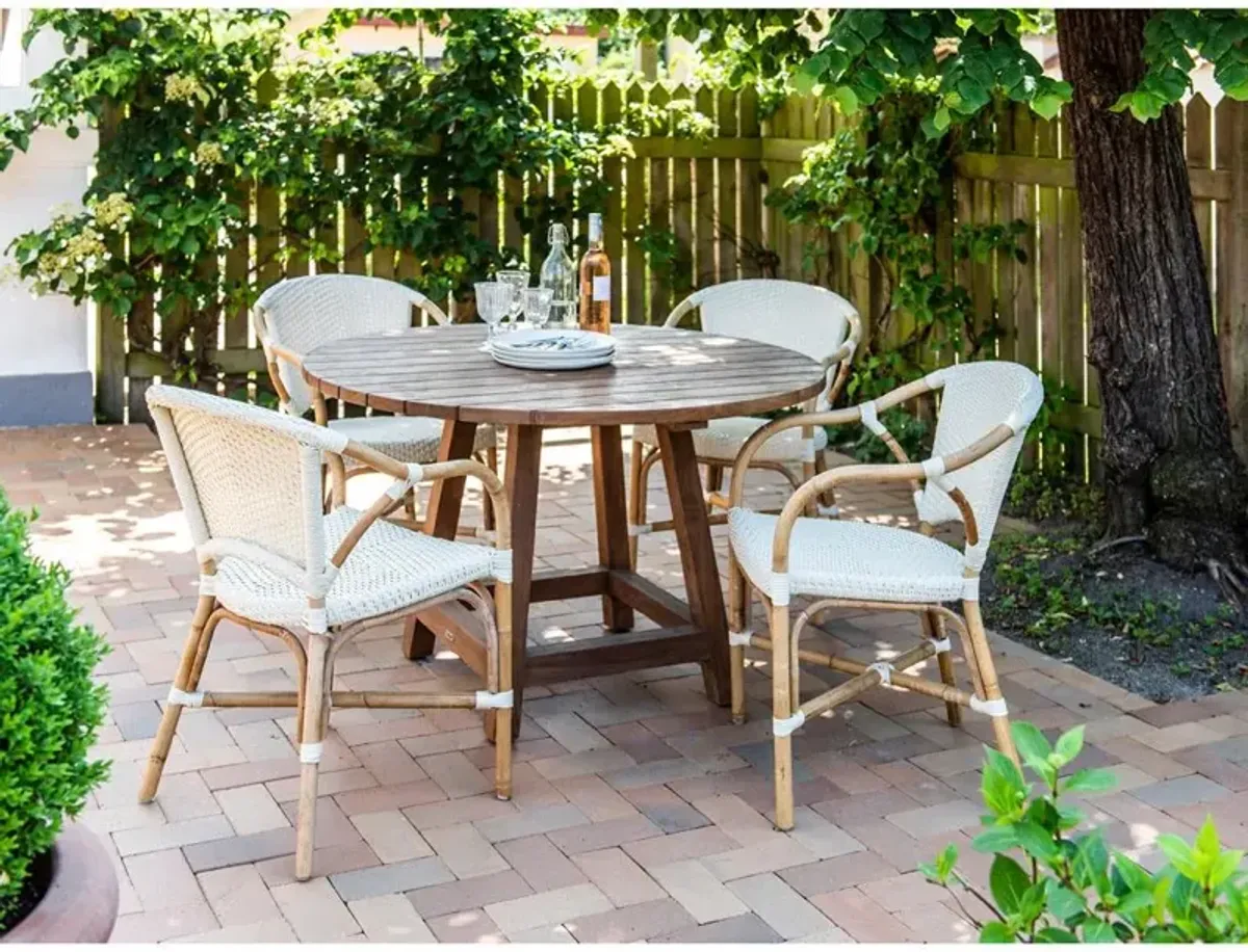 Val Coastal Beach Beige Woven Rattan Dining Arm Chair