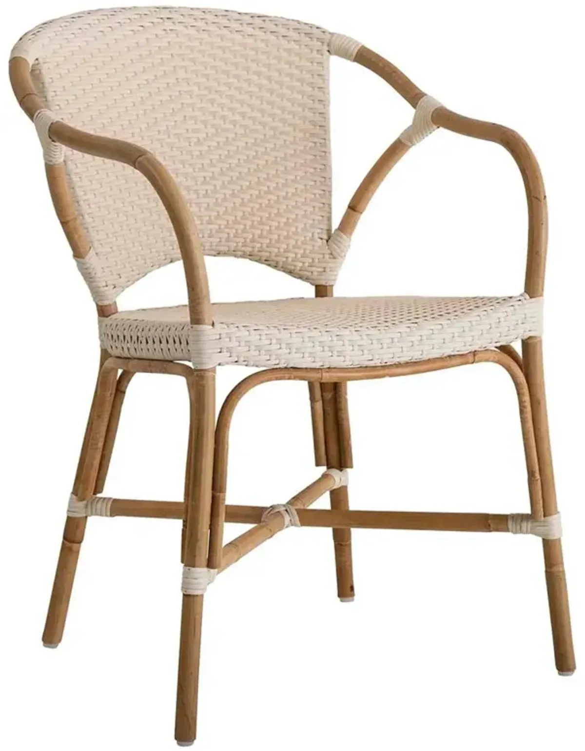 Val Coastal Beach Beige Woven Rattan Dining Arm Chair