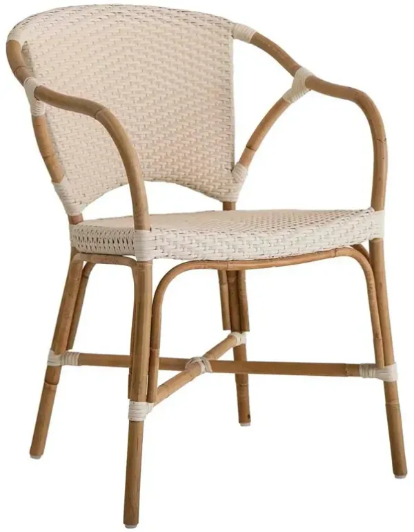 Val Coastal Beach Beige Woven Rattan Dining Arm Chair