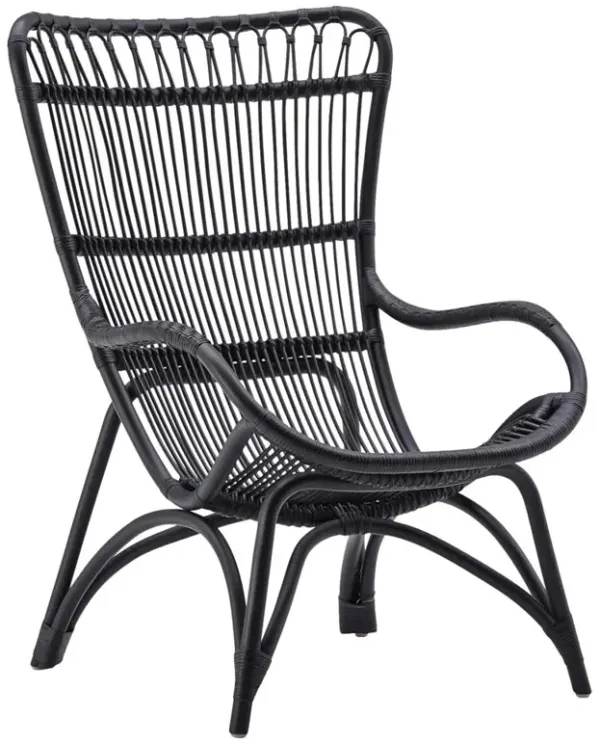 Alexis Coastal Beach Black Rattan Occasional Arm Chair