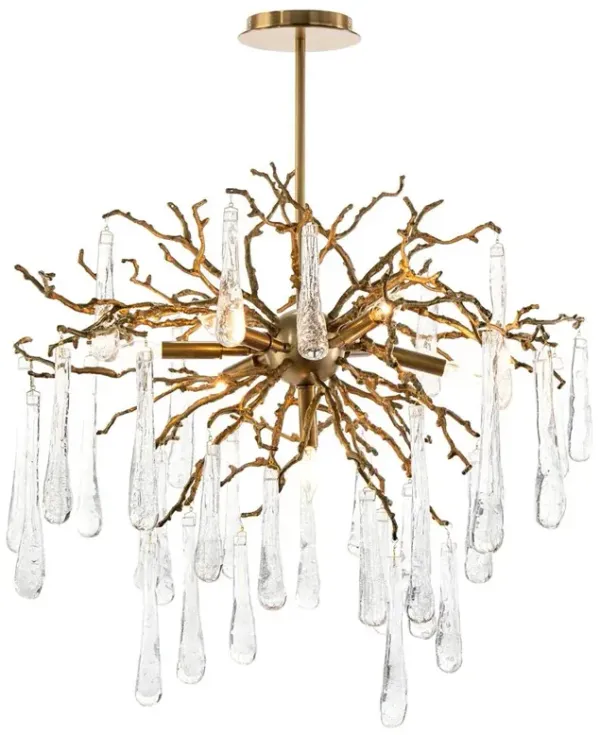 John-Richard Modern Classic Brass Glass Teardrop 7 Light Chandelier
