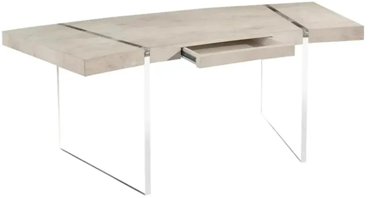 John-Richard Modern Classic Loftus Curved Acrylic Base Single Drawer Desk