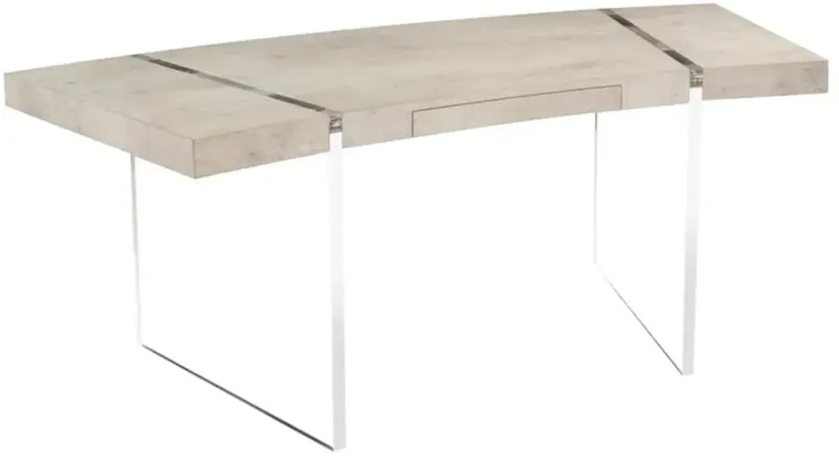 John-Richard Modern Classic Loftus Curved Acrylic Base Single Drawer Desk