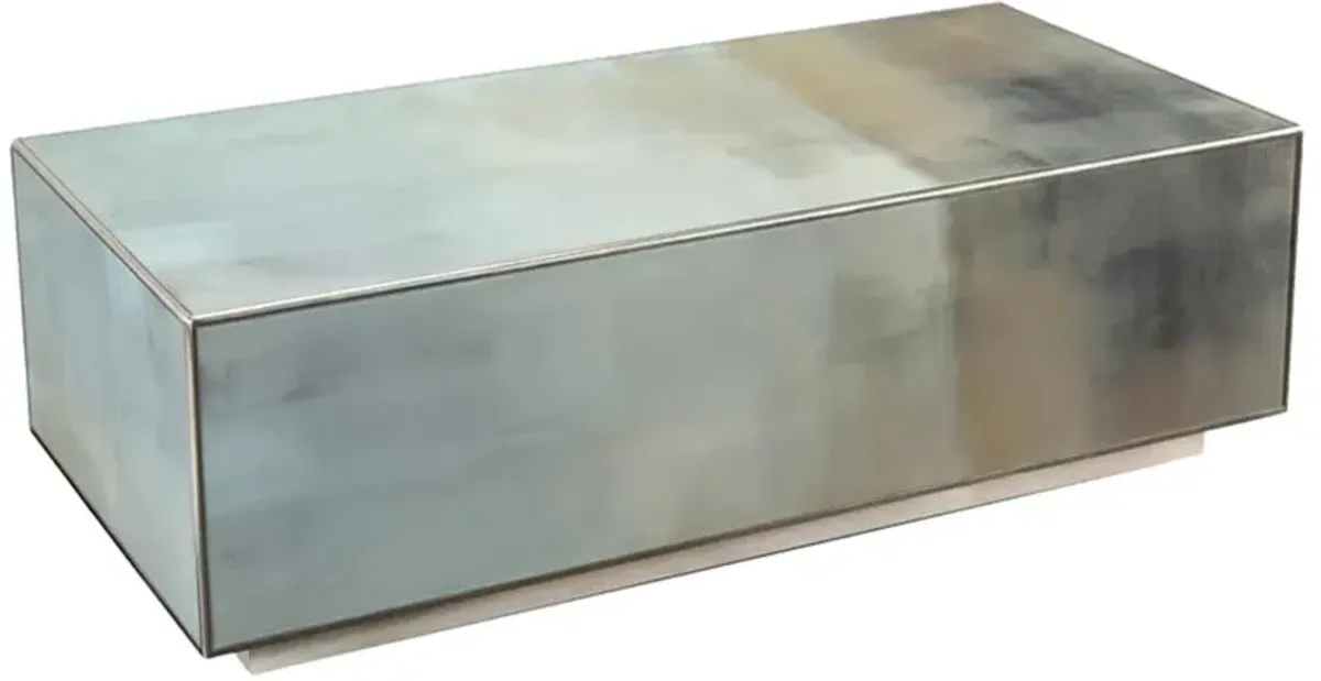 John-Richard Modern Classic Slated Abstract Art Silver Frame Block Coffee Table