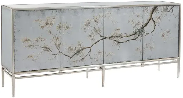 John-Richard Modern Classic Falling Branch Steel Frame Four Door Credenza