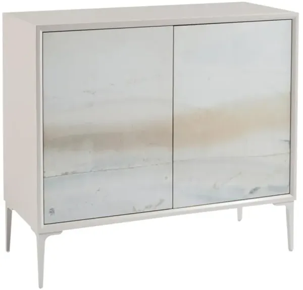 John-Richard Modern Classic River Light Grey Blue Metal Leg Two Door Cabinet