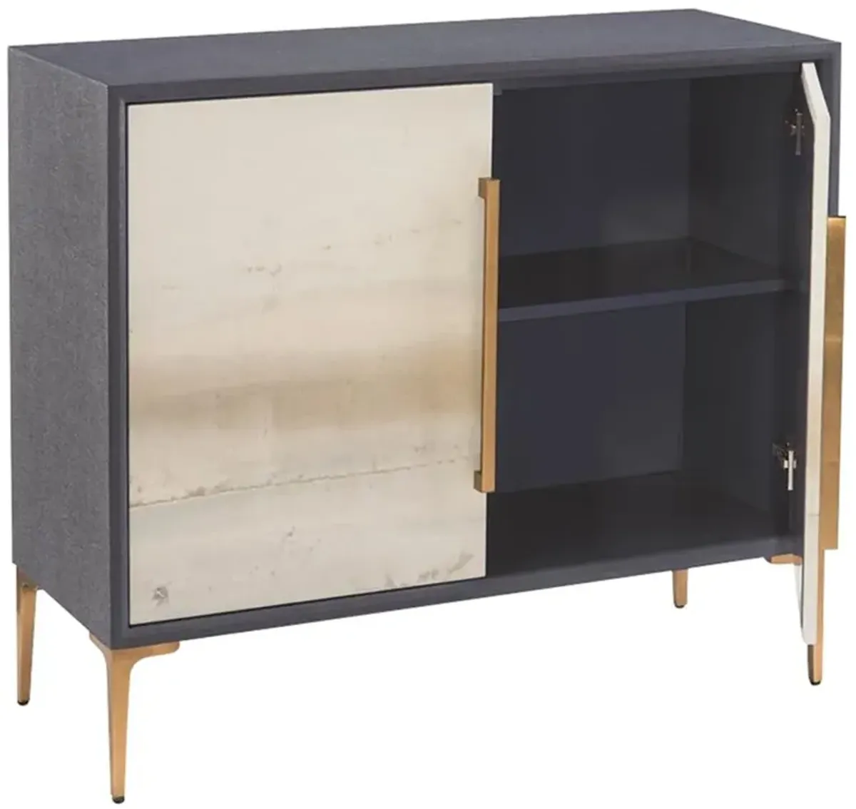 John-Richard Modern Classic Brentwood Indigo Linen Inlaid Two Door Cabinet
