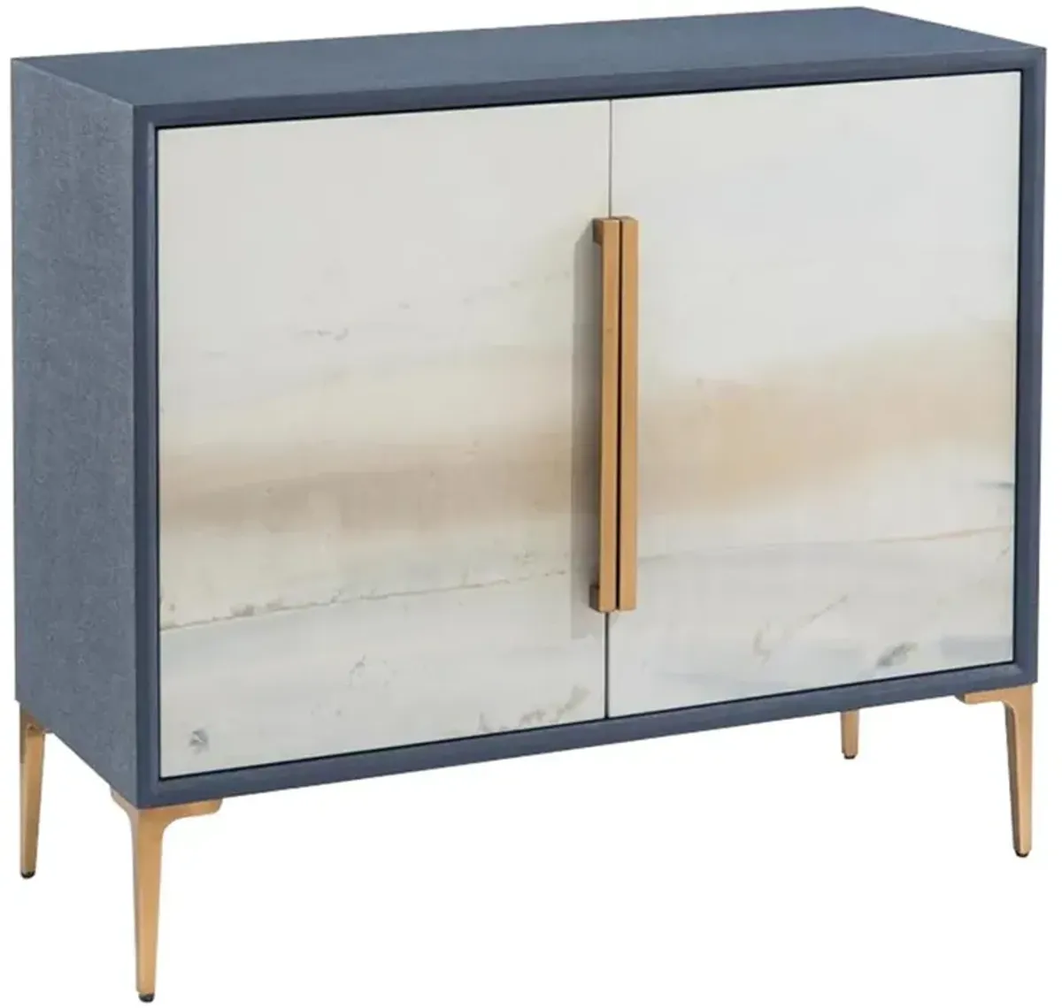John-Richard Modern Classic Brentwood Indigo Linen Inlaid Two Door Cabinet