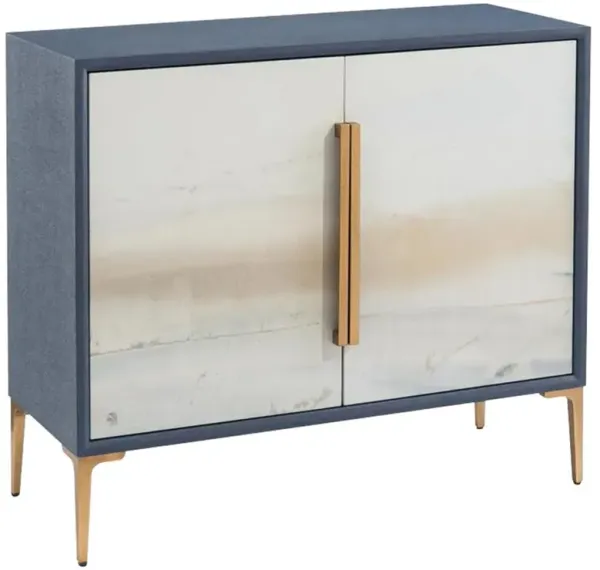 John-Richard Modern Classic Brentwood Indigo Linen Inlaid Two Door Cabinet