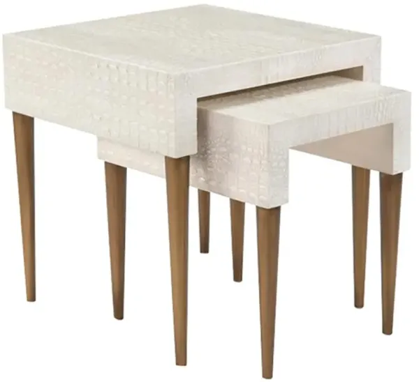 John-Richard Mid Century Kano Cream Textured Resin Nesting Table - Set of 2