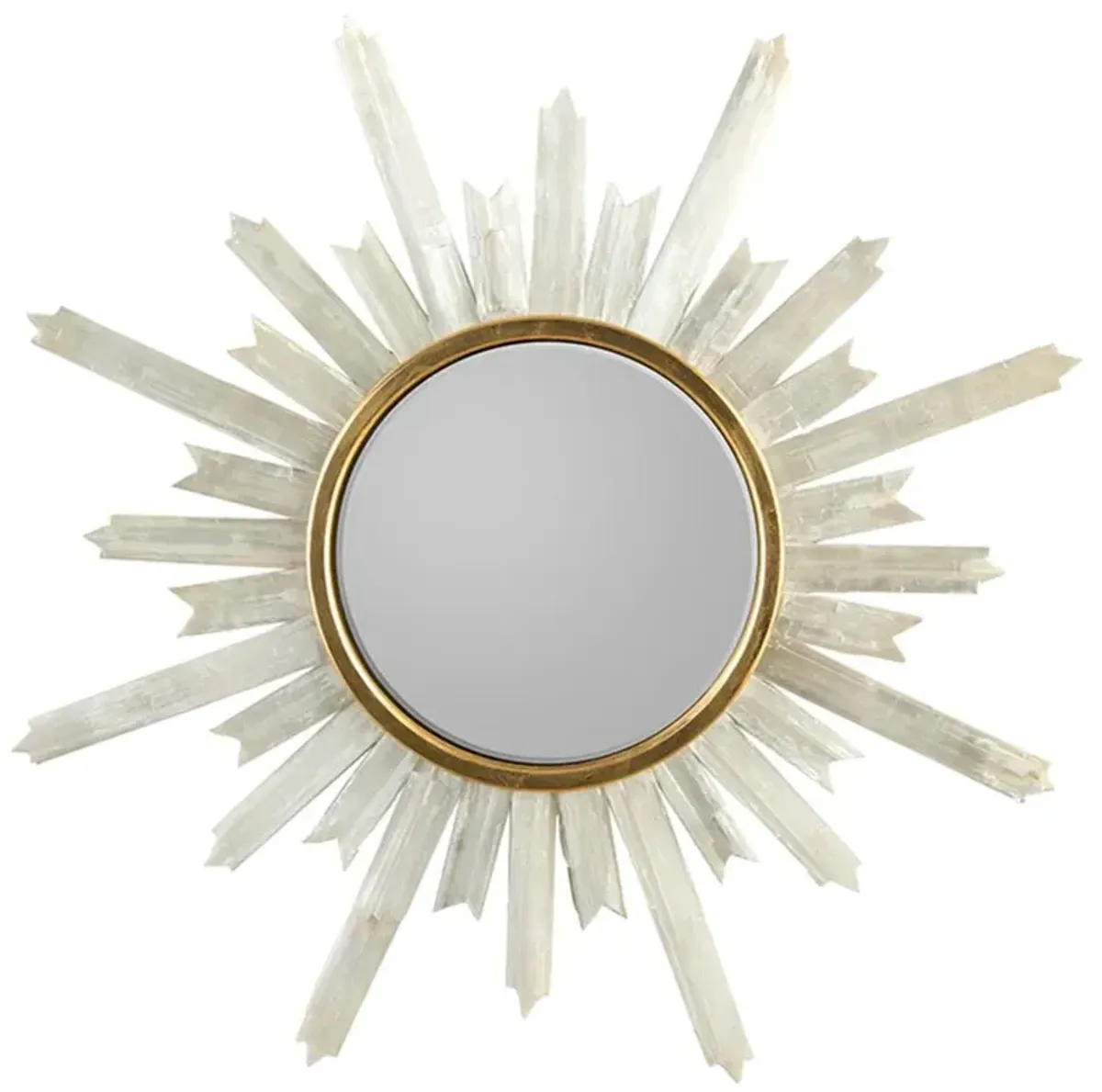 John-Richard Modern Classic Selenite Starburst Gold Frame Wall Mirror - 47.5D