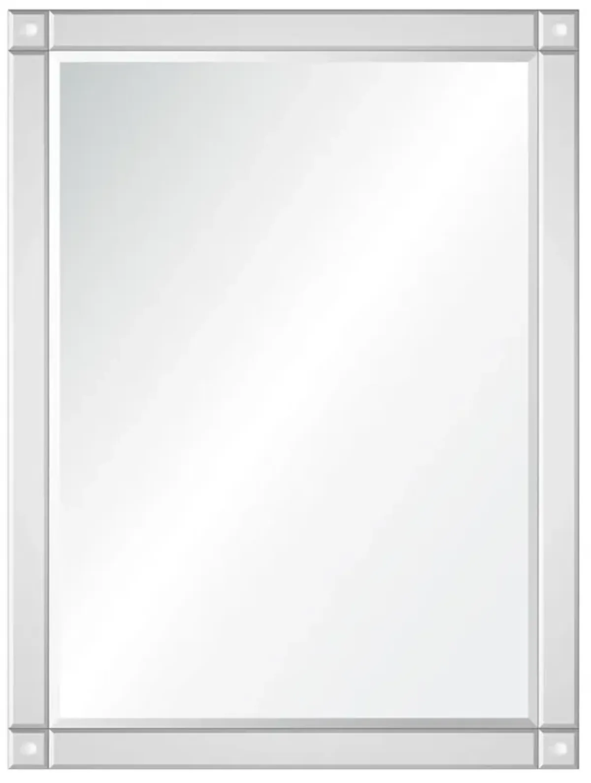 Lotus Modern Classic Silver Beveled Convex Rectangular Wall Mirror - Large