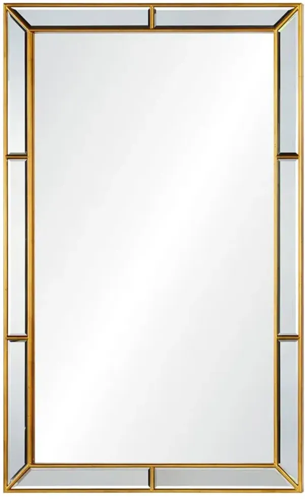 Erin Modern Classic Burnished Gold Leaf Mirror Framed Rectangular Wall Mirror