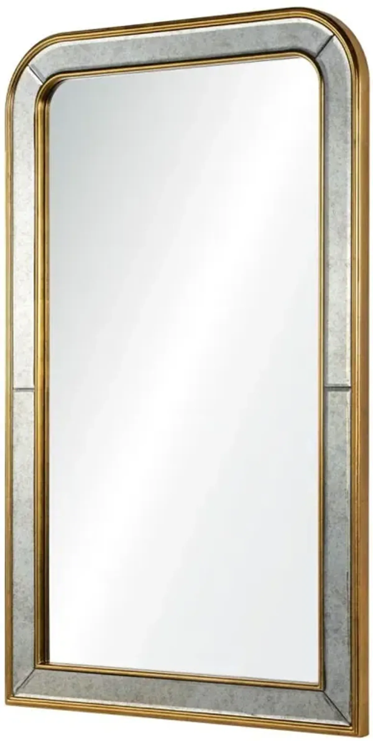 Vera Hollywood Regency Burnished Gold Leaf Wood Rectangular Wall Mirror