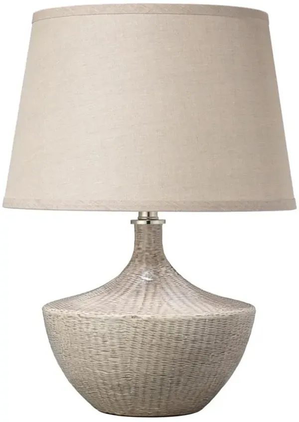 Amy Coastal Beach Beige Linen Shade Ceramic Table Lamp