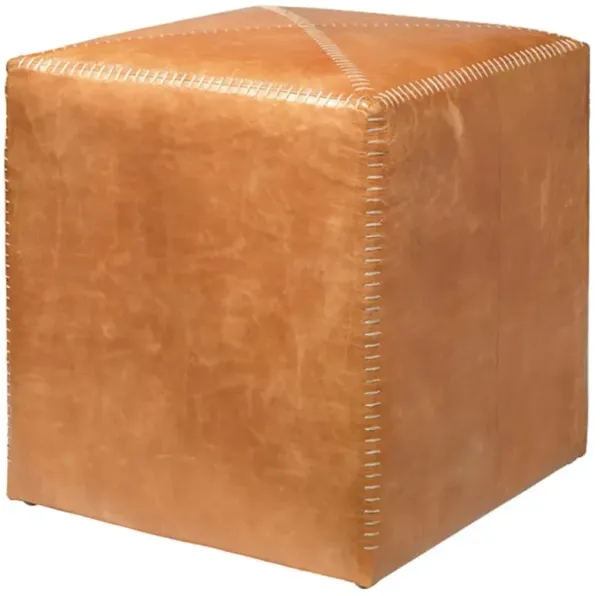 Brian Modern Classic Square Brown Leather Ottoman