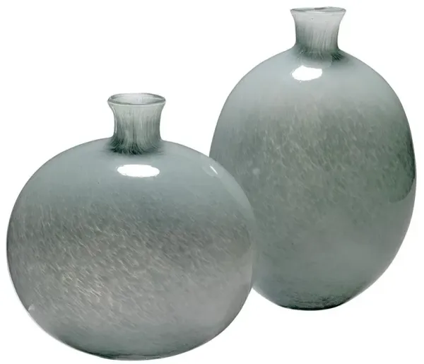 Quinn Coastal Grey Glass Decorative Vase - Set of 2