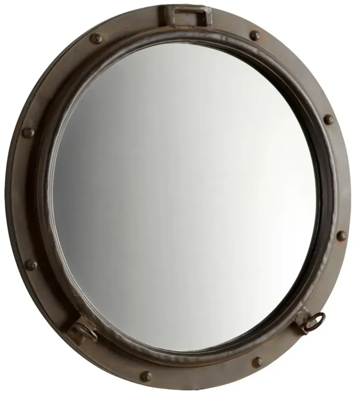 Lena Coastal Industrial Rustic Bronze Metal Round Porthole Wall Mirror - 23.5D