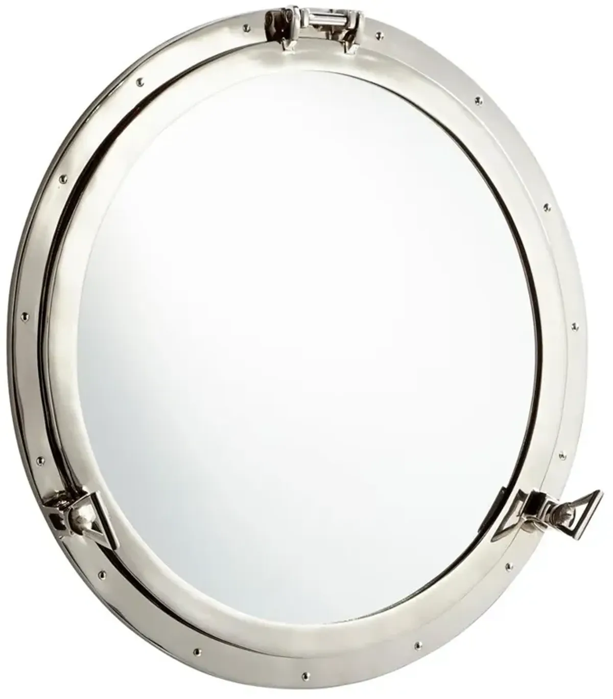 Isla Coastal Beach Silver Metal Round Porthole Wall Mirror - 28D