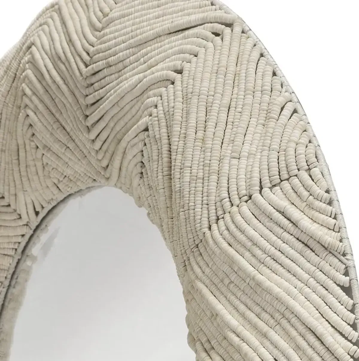 Palecek Sabine Modern Classic Hand Sewn Coconut Shell Bead Wall Mirror - 48D