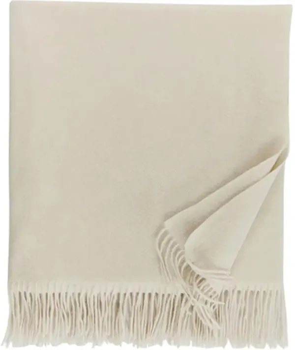 Sferra Dorsey Modern Classic Cream Cashmere Throw Blanket