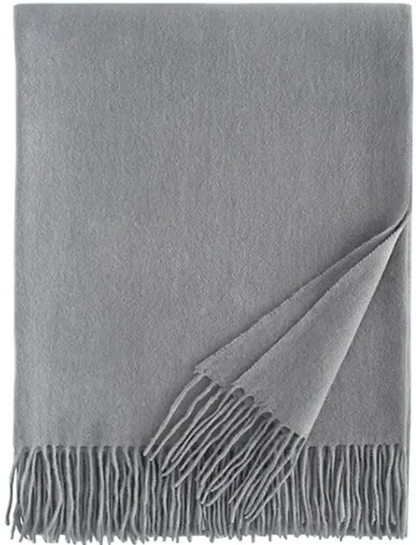 Sferra Dorsey Modern Classic Silver Cashmere Throw Blanket