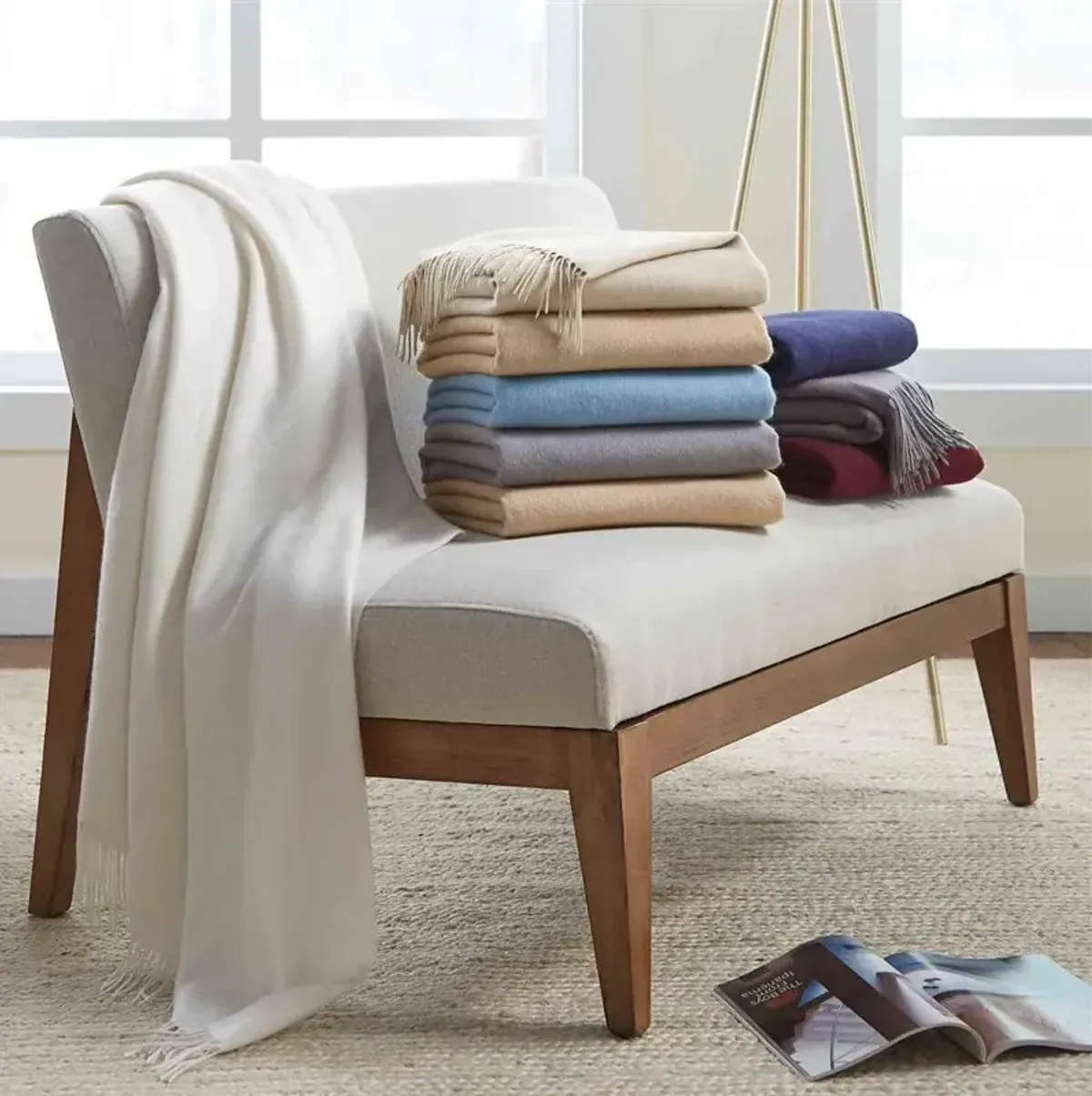 Sferra Dorsey Modern Classic Sky Cashmere Throw Blanket