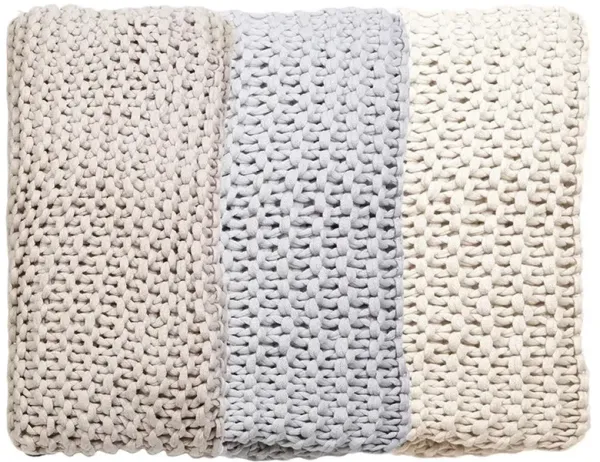 Finn Coastal Beach Taupe Chunky Knit Throw Blanket