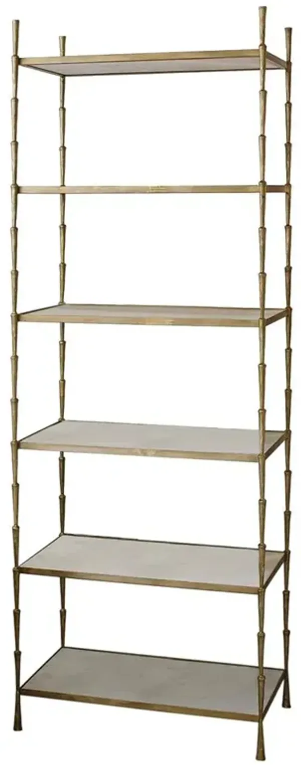 Mateo Modern Classic White Marble Antique Brass Metal Etagere