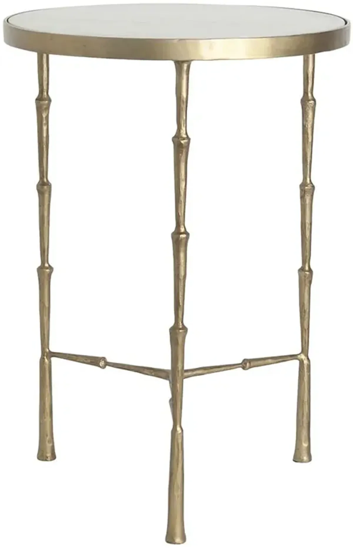 Lavinia Modern Classic Round White Marble Top Gold Metal Legs Side Table