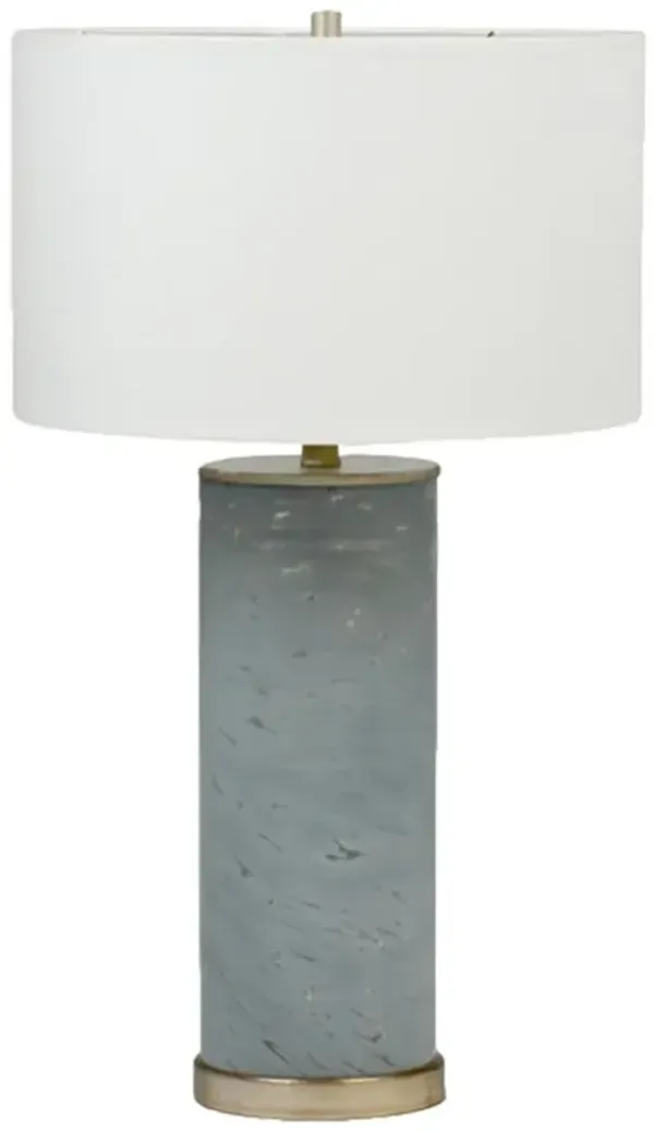Ellington Modern Classic Grey Glass Column Silver Base Table Lamp
