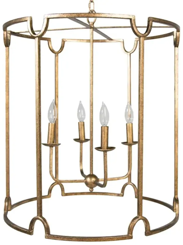 Stella Modern Drum Shape Horseshoe Pattern Antique Gold Chandelier