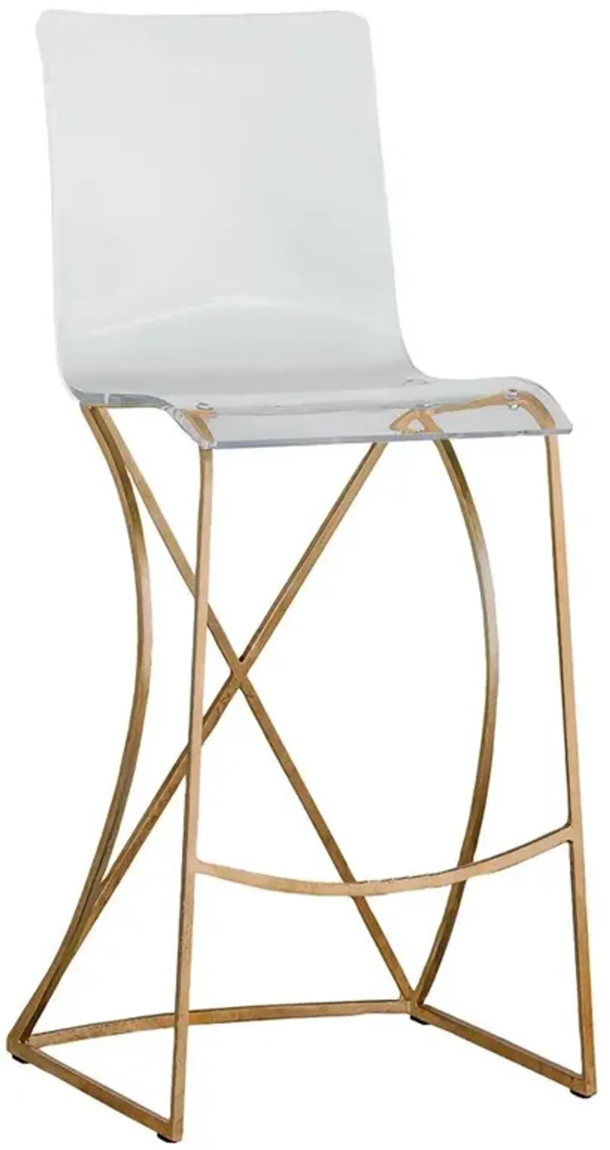 Johnson Modern Clear Acrylic Seat Gold Metal Base Bar Stool