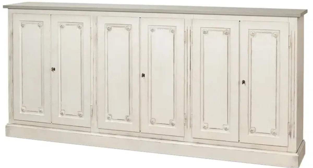Bella French Country Grey Top White Wood Base Sideboard