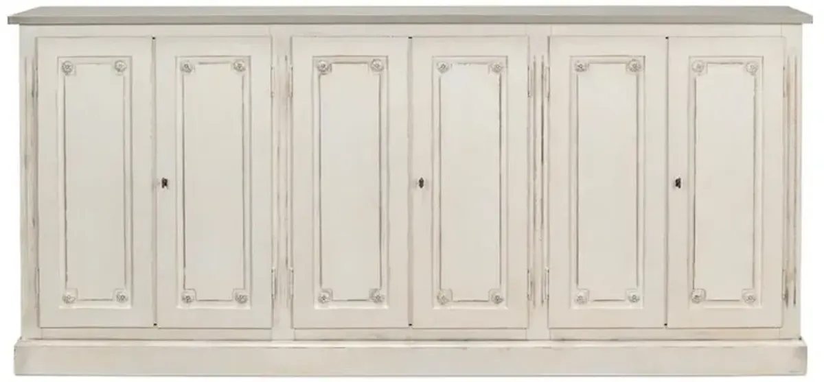 Bella French Country Grey Top White Wood Base Sideboard