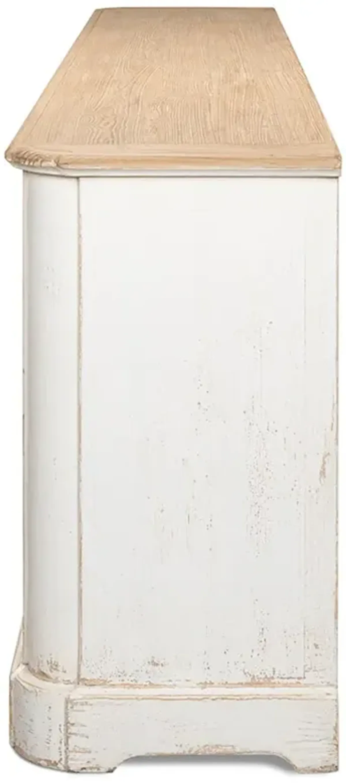 Satine French Country Antique White Wash Wood Sideboard - 119"