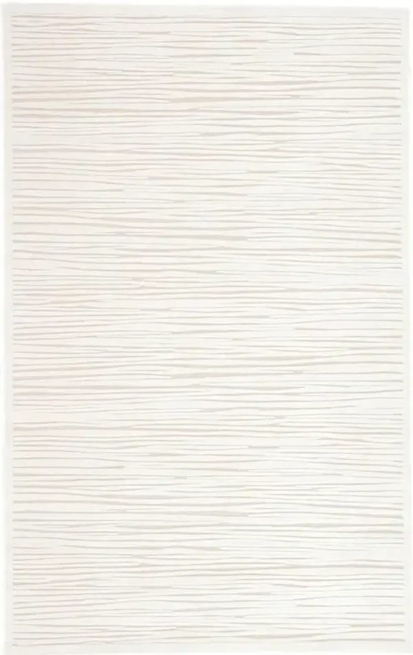 Leslie Modern White Abstract Striped Patterned Rug - 7'6"x9'6"