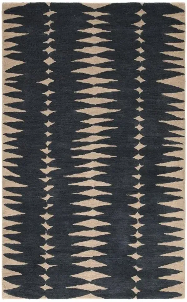 Annalise Modern Blue Wool Beige Geometric Patterned Rug - 8'x11'